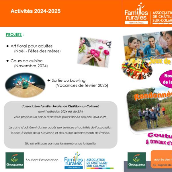 activités 2024-2025 familles rurales châtillon sur colmont